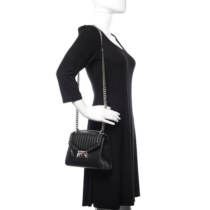 Prada Glace Calfskin Studded Sound Flap Crossbody Shoulder Bag Black 2 of 9