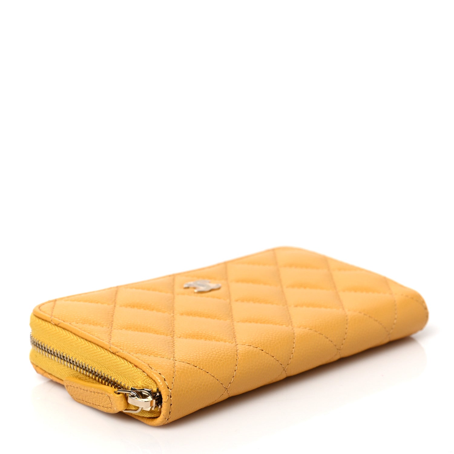 Chanel Caviar Quilted Medium Zip Around Wallet Yellow 4 of 9