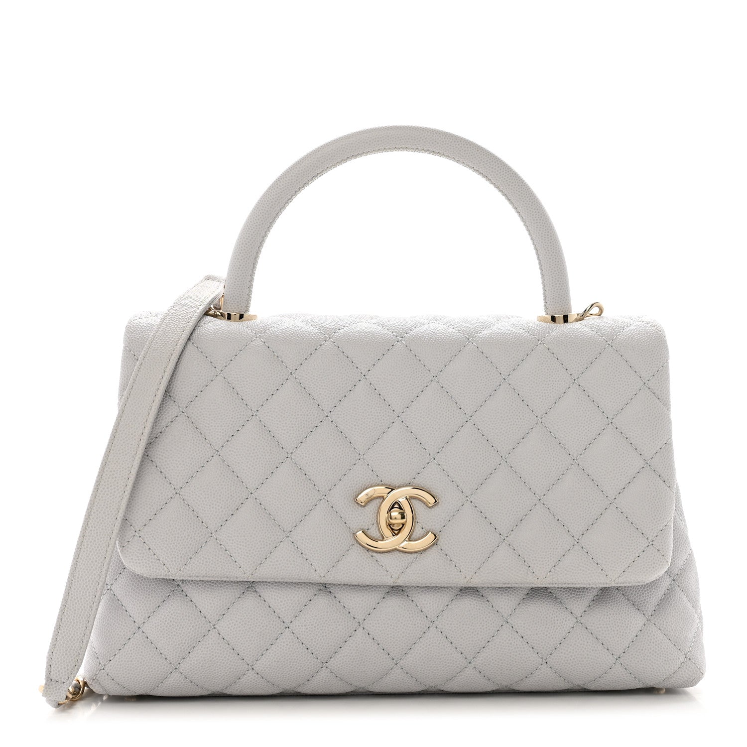 Chanel Caviar Quilted Small Coco Handle Flap Light Grey 1 of 10