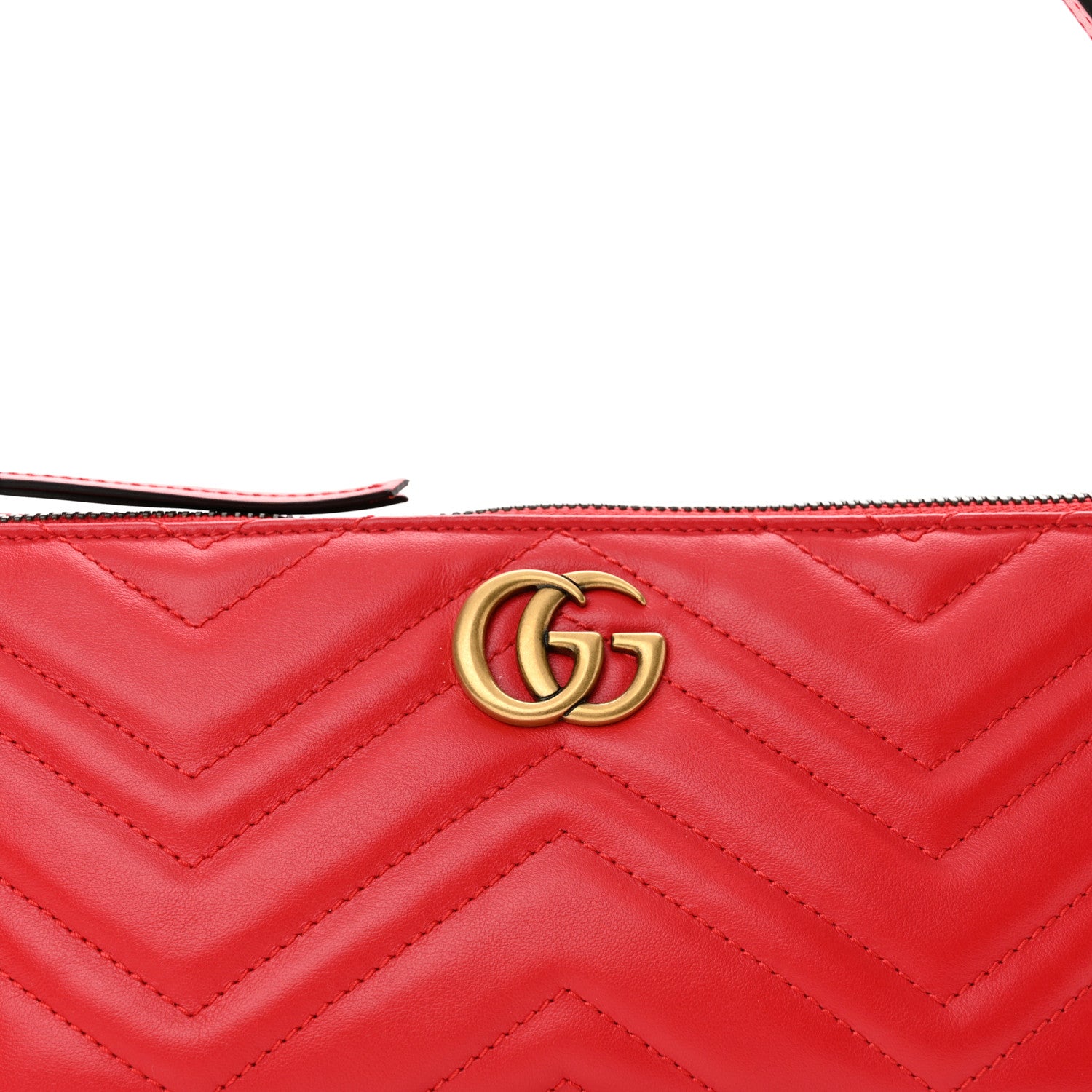 Gucci Calfskin Matelasse Chevron GG Marmont Sling Shoulder Bag Rosso 8 of 11