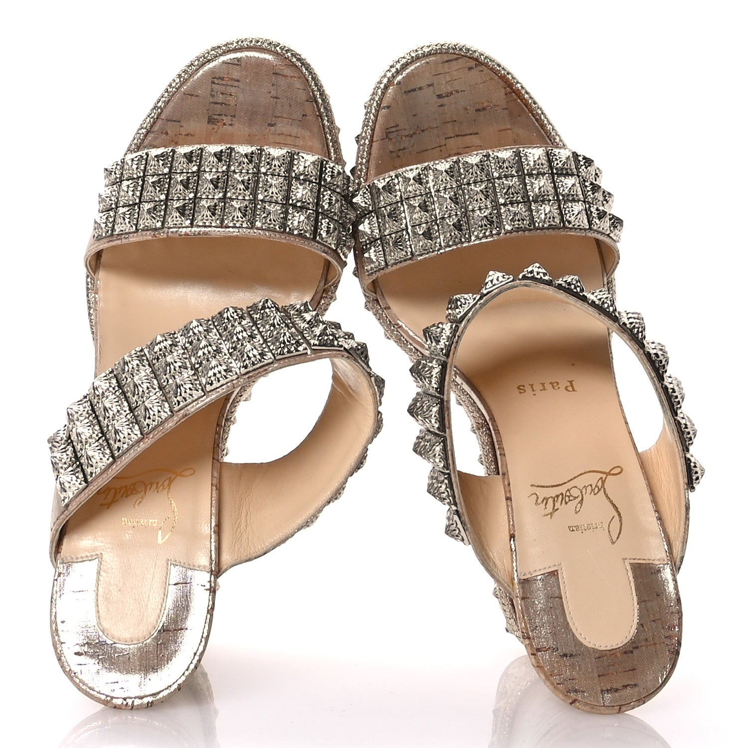 Christian Louboutin Cork Studded Pyradiams 110 Platform Sandals 38 2 of 7