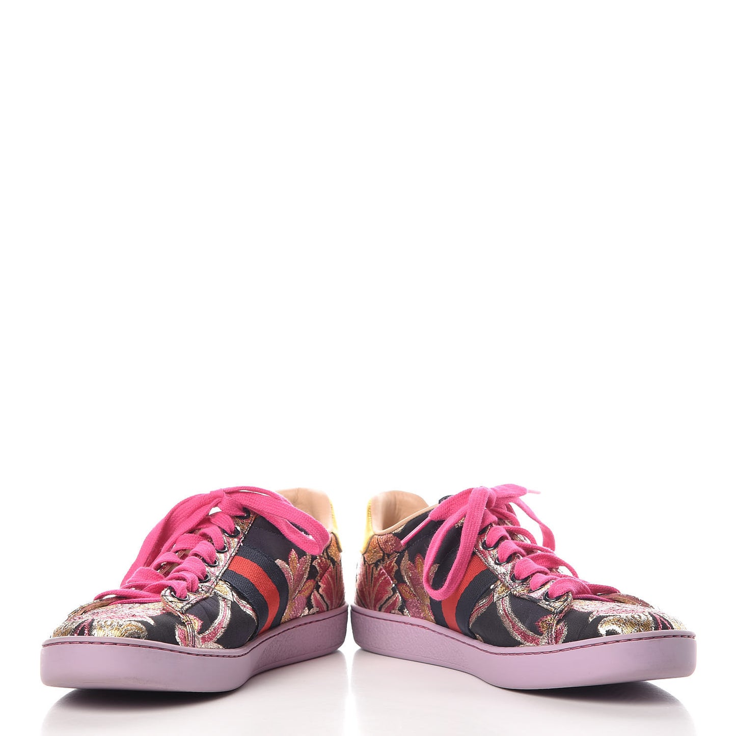 Lurex Brocade Web Nappa Womens Ace Sneakers 36.5 Black Pink Oro Vecchio