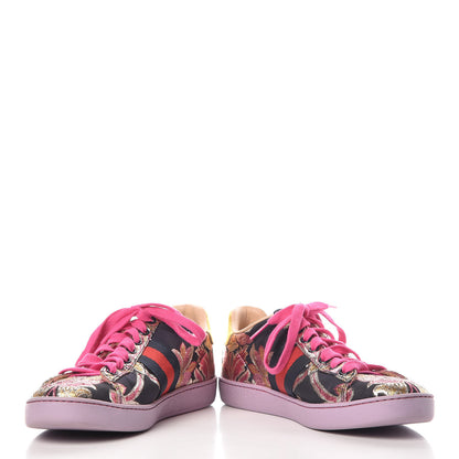 Gucci Lurex Brocade Web Nappa Womens Ace Sneakers 36.5 Black Pink Oro Vecchio 5 of 15