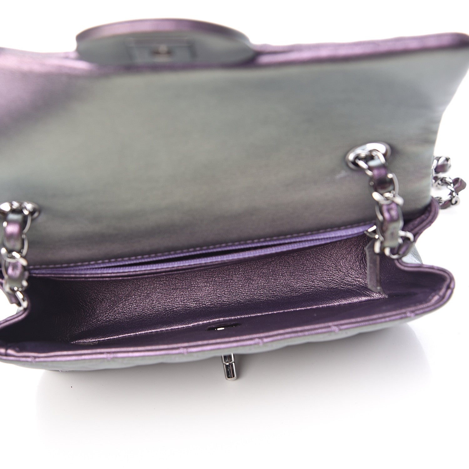 Chanel Metallic Lambskin Quilted Mini Rectangular Flap Purple 5 of 12