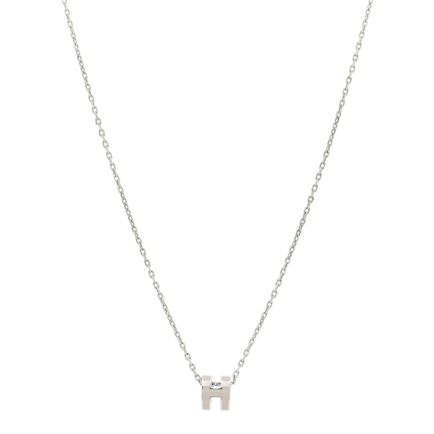 Palladium Mini Pop H Pendant Necklace Marron Glace