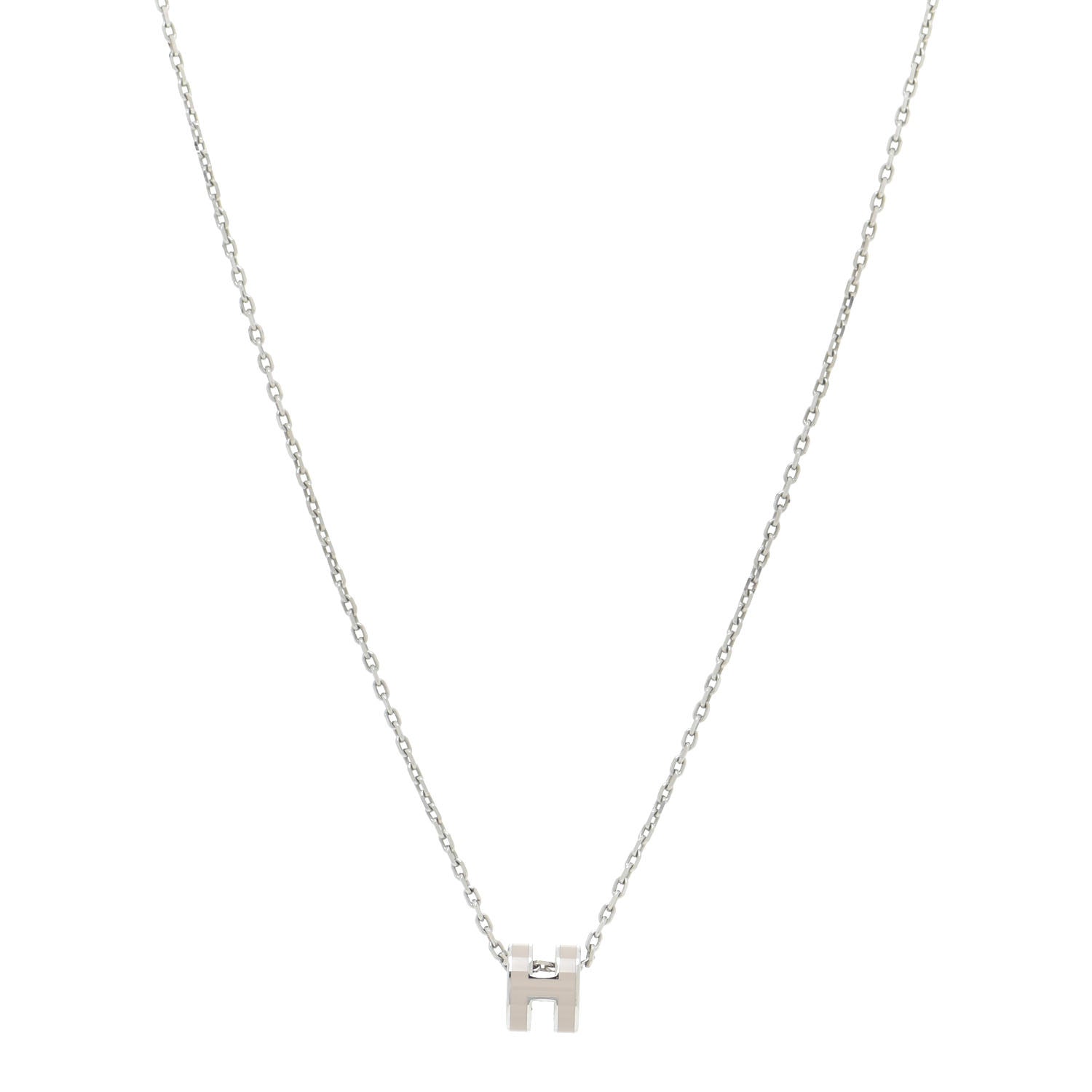 Hermes Palladium Mini Pop H Pendant Necklace Marron Glace 1 of 7
