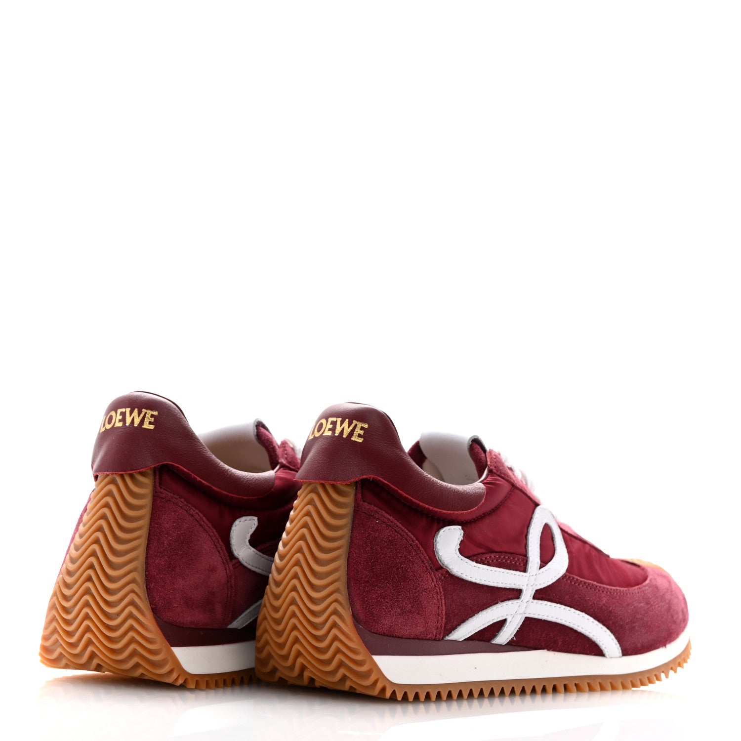 Loewe Nylon Suede Flow Runners Sneakers 35 Burgundy White 5 of 9