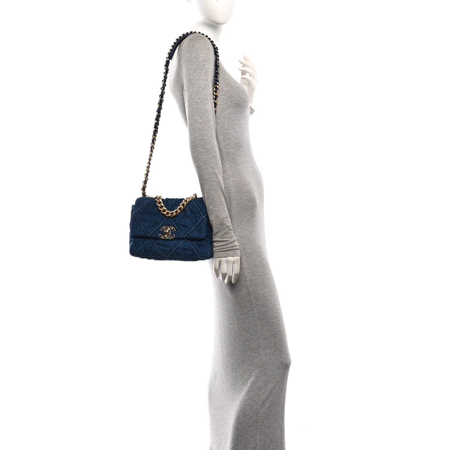 Chanel Denim Quilted Medium Chanel 19 Flap Blue 2 of 10