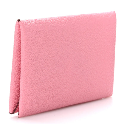 Hermes Chevre Chandra Verso Calvi Card Case Rose Confetti Brique 3 of 8