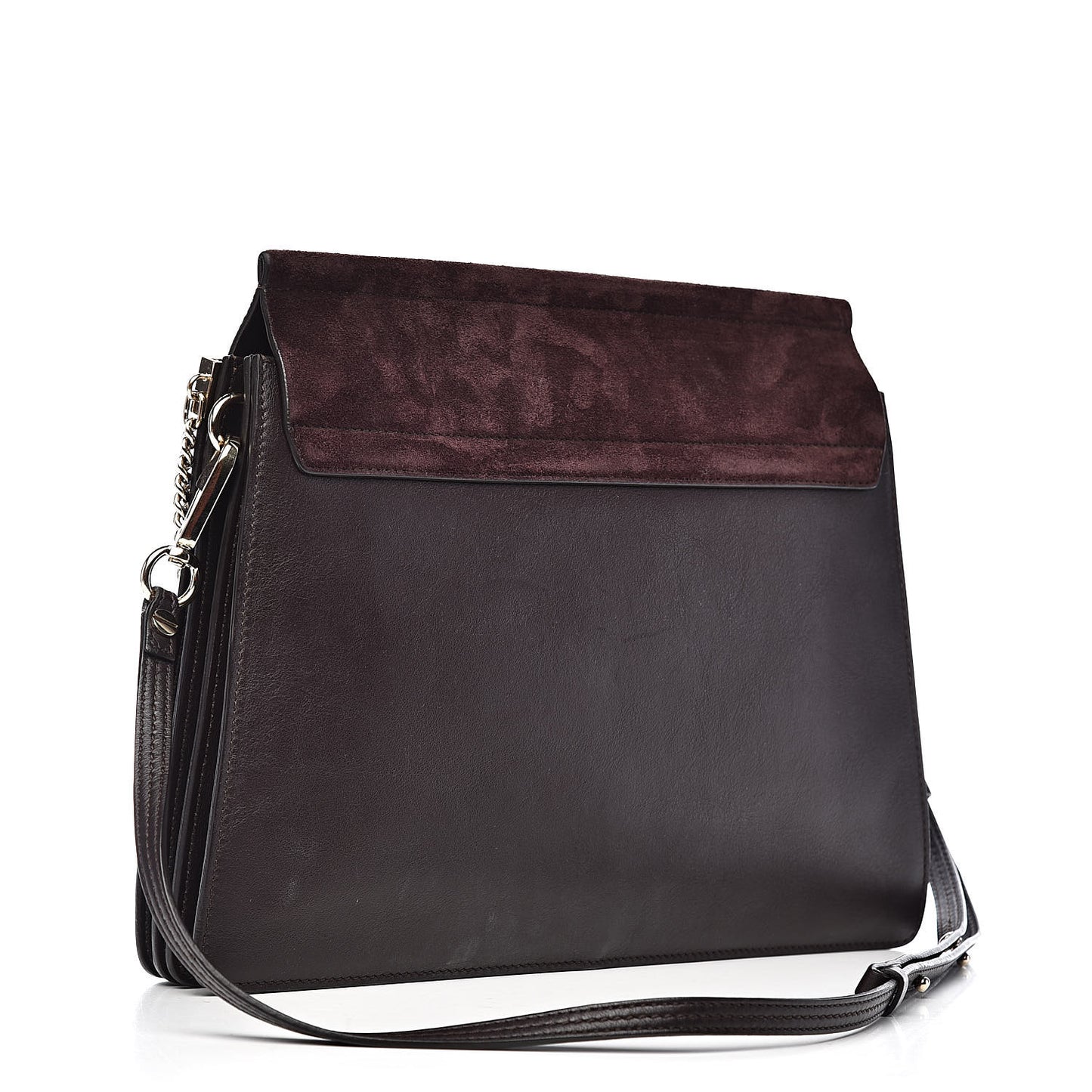 Calfskin Suede Medium Faye Shoulder Bag Carbon Brown