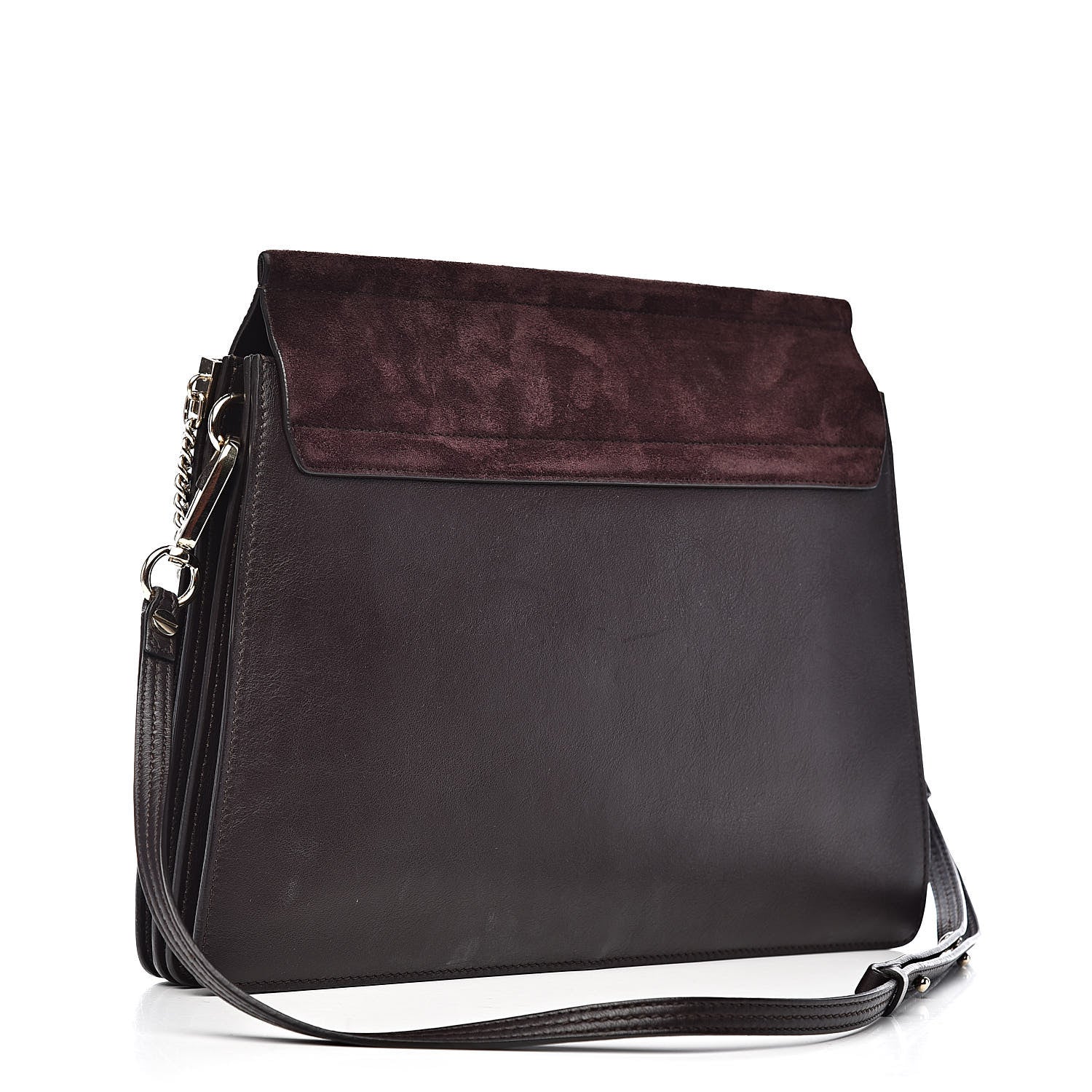 Chloe Calfskin Suede Medium Faye Shoulder Bag Carbon Brown 3 of 12