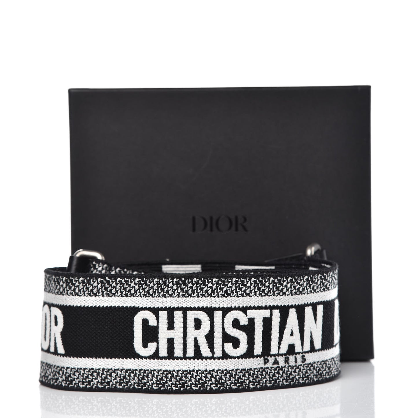 Canvas Embroidered Shoulder Strap Black White