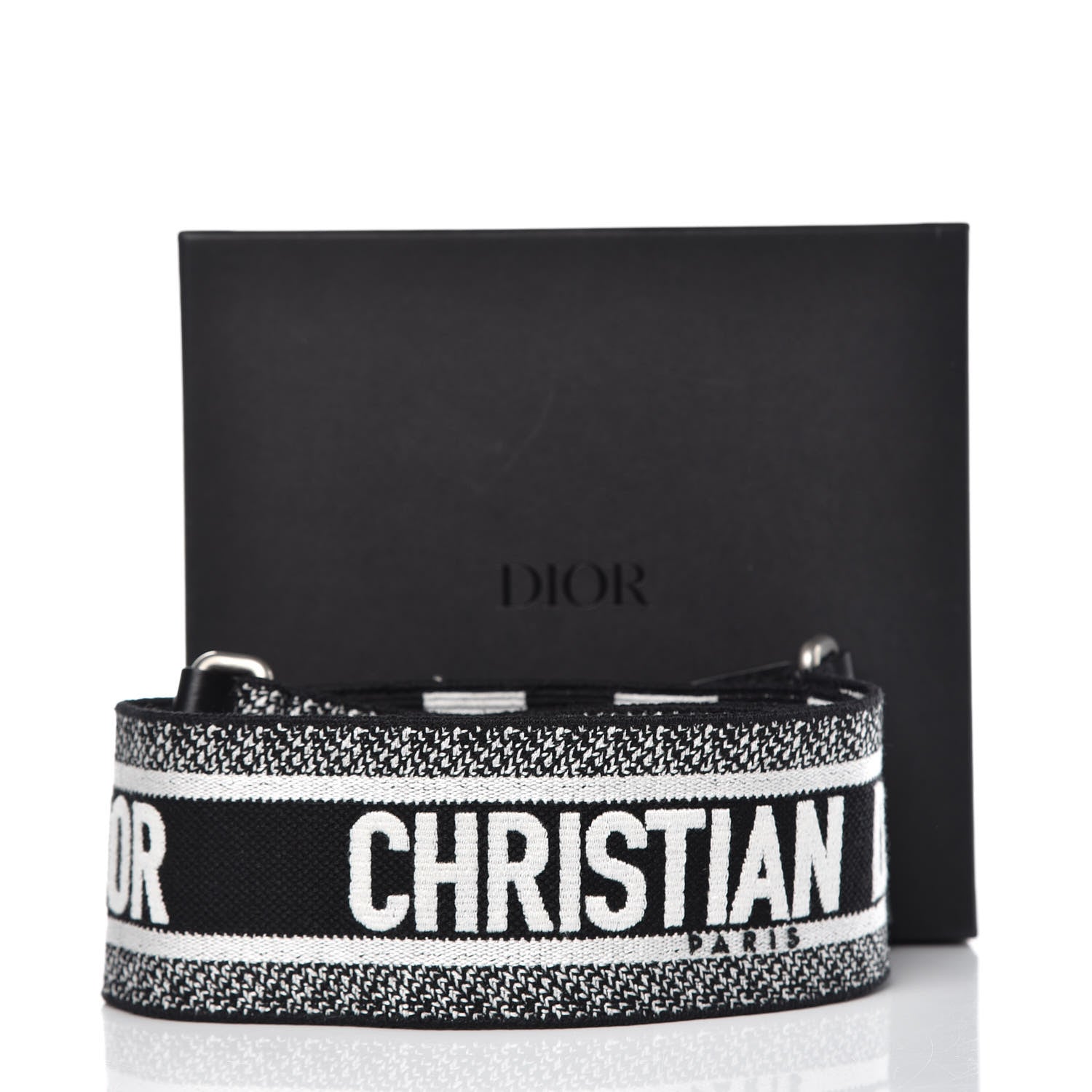 Christian Dior Canvas Embroidered Shoulder Strap Black White 5 of 5