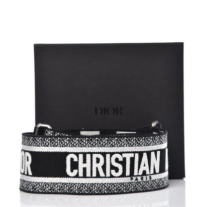Christian Dior Canvas Embroidered Shoulder Strap Black White 5 of 5