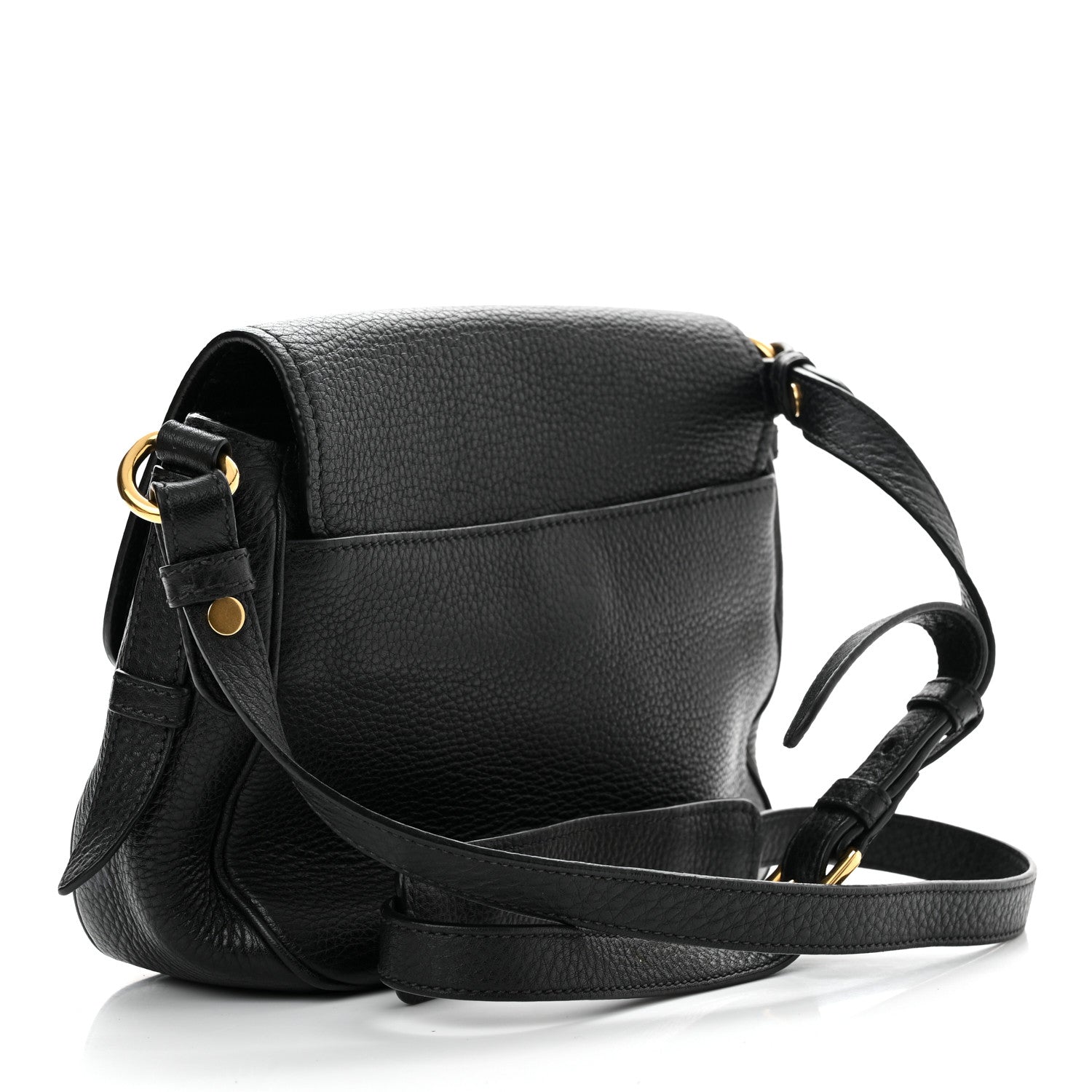 Prada Vitello Daino Double Buckle Messenger Bag Black 3 of 11