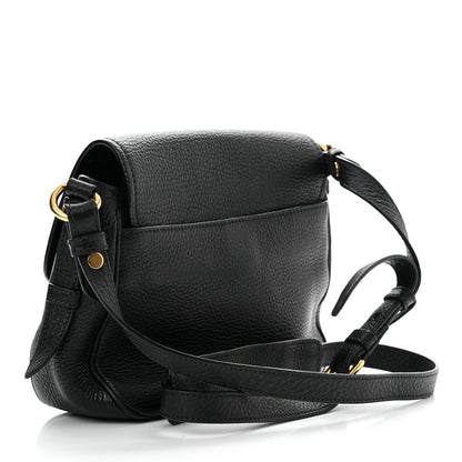 Prada Vitello Daino Double Buckle Messenger Bag Black 3 of 11