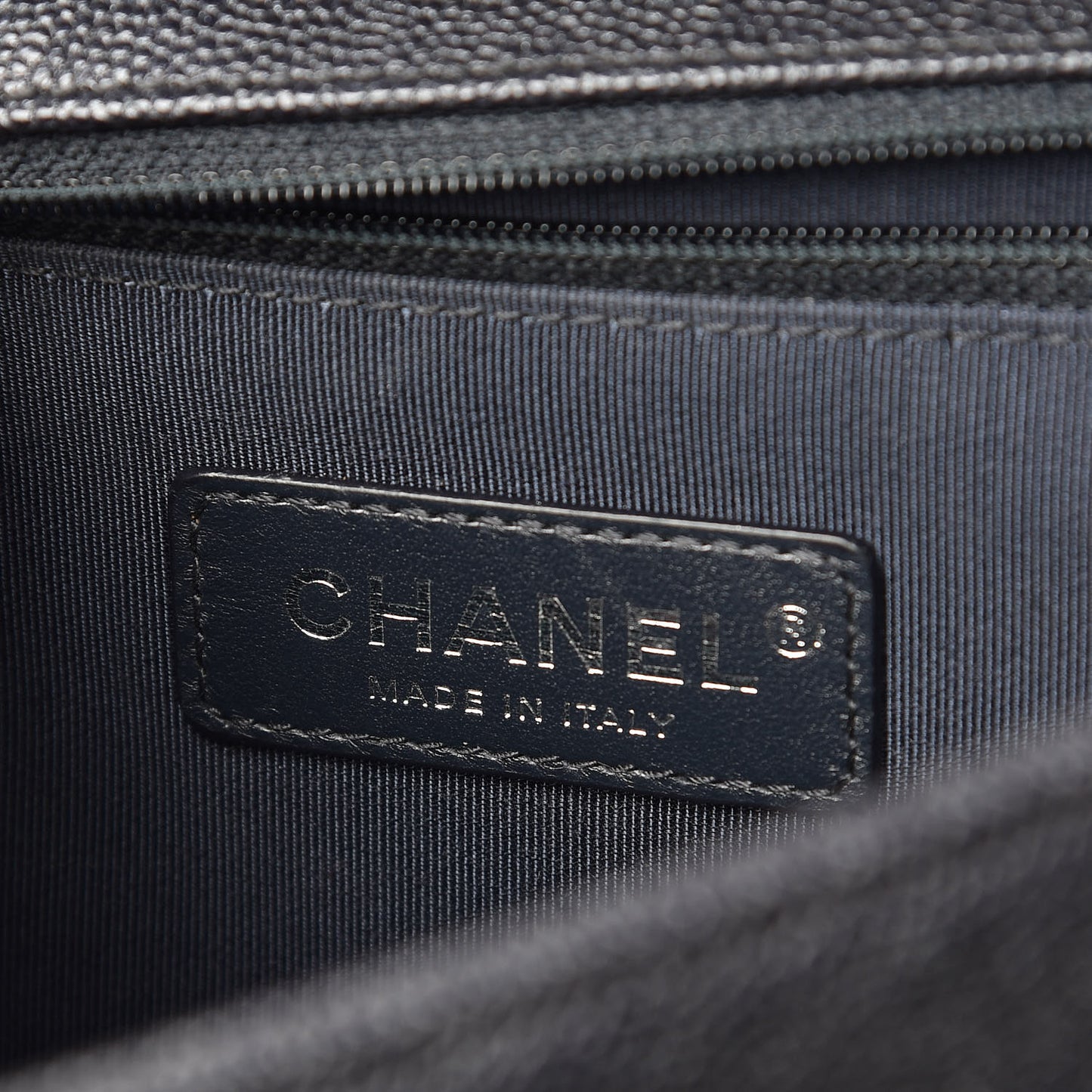 Caviar Quilted Chevron New Medium Boy Flap Navy