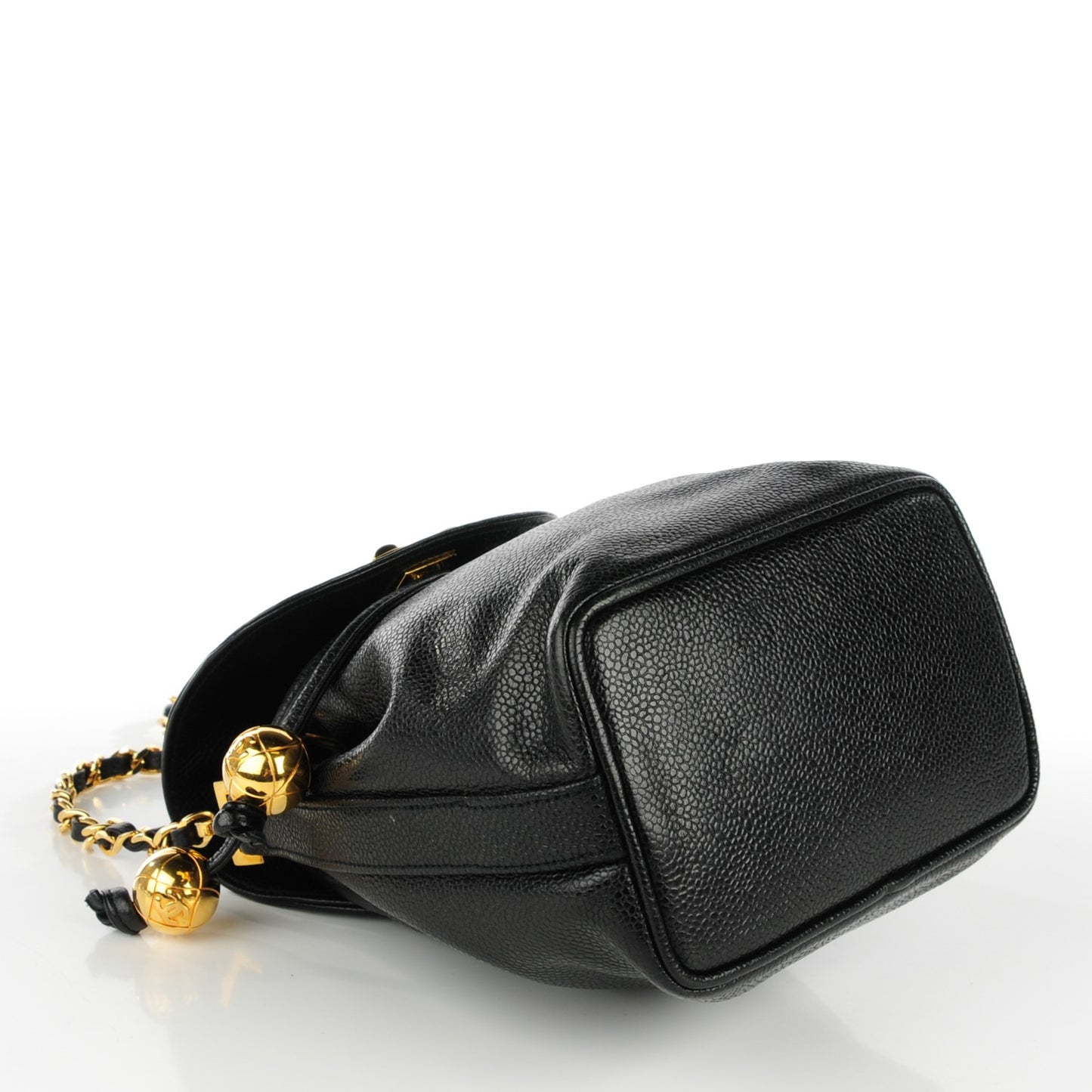 Caviar CC Drawstring Flap Bag Black