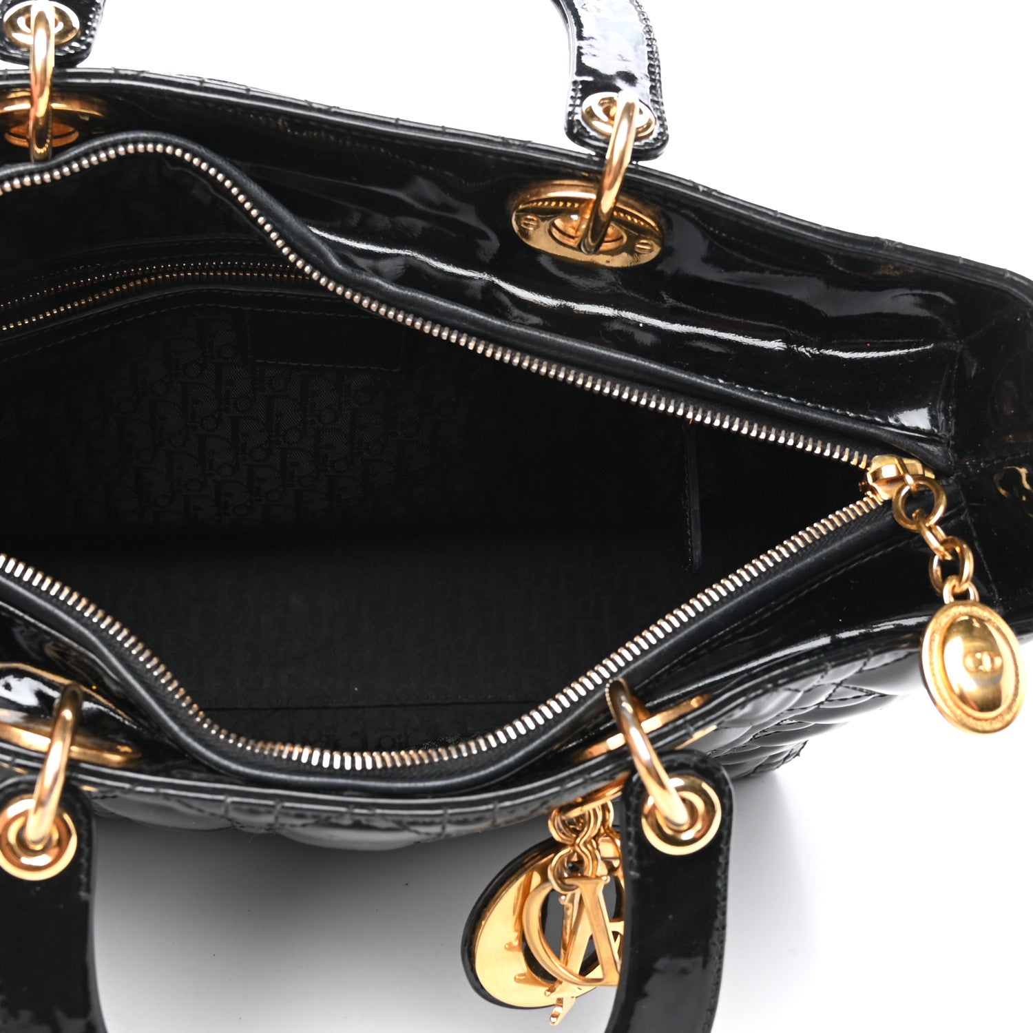 Christian Dior Patent Cannage Large Lady Dior Black 5 of 9