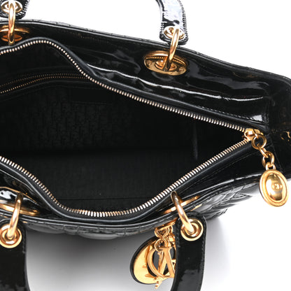 Christian Dior Patent Cannage Large Lady Dior Black 5 of 9