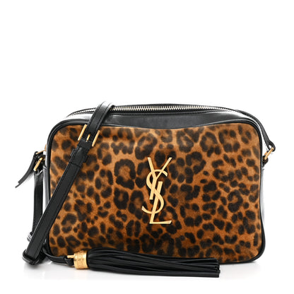 Saint Laurent Calfskin Leopard Print Monogram Lou Camera Bag Black 1 of 10