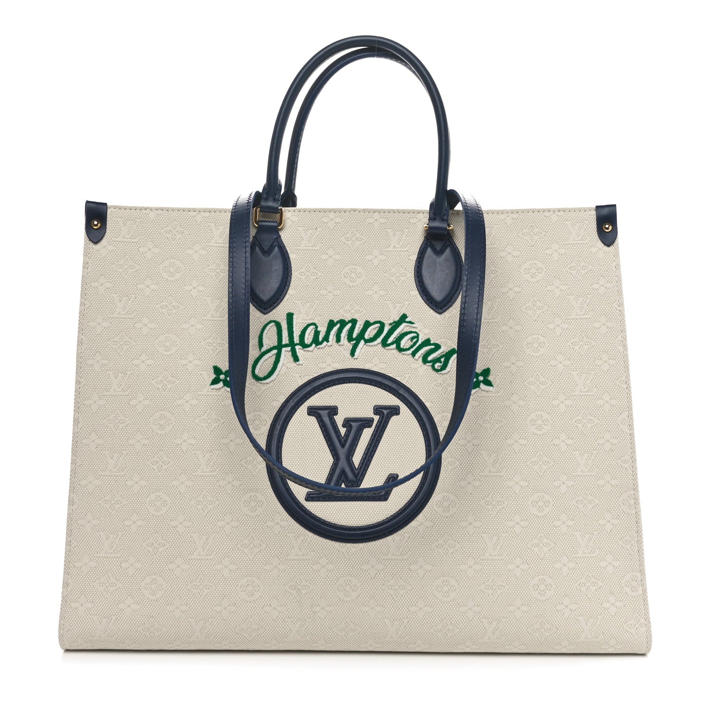 Jacquard Embroidered Tufted Monogram Hamptons Onthego GM Black