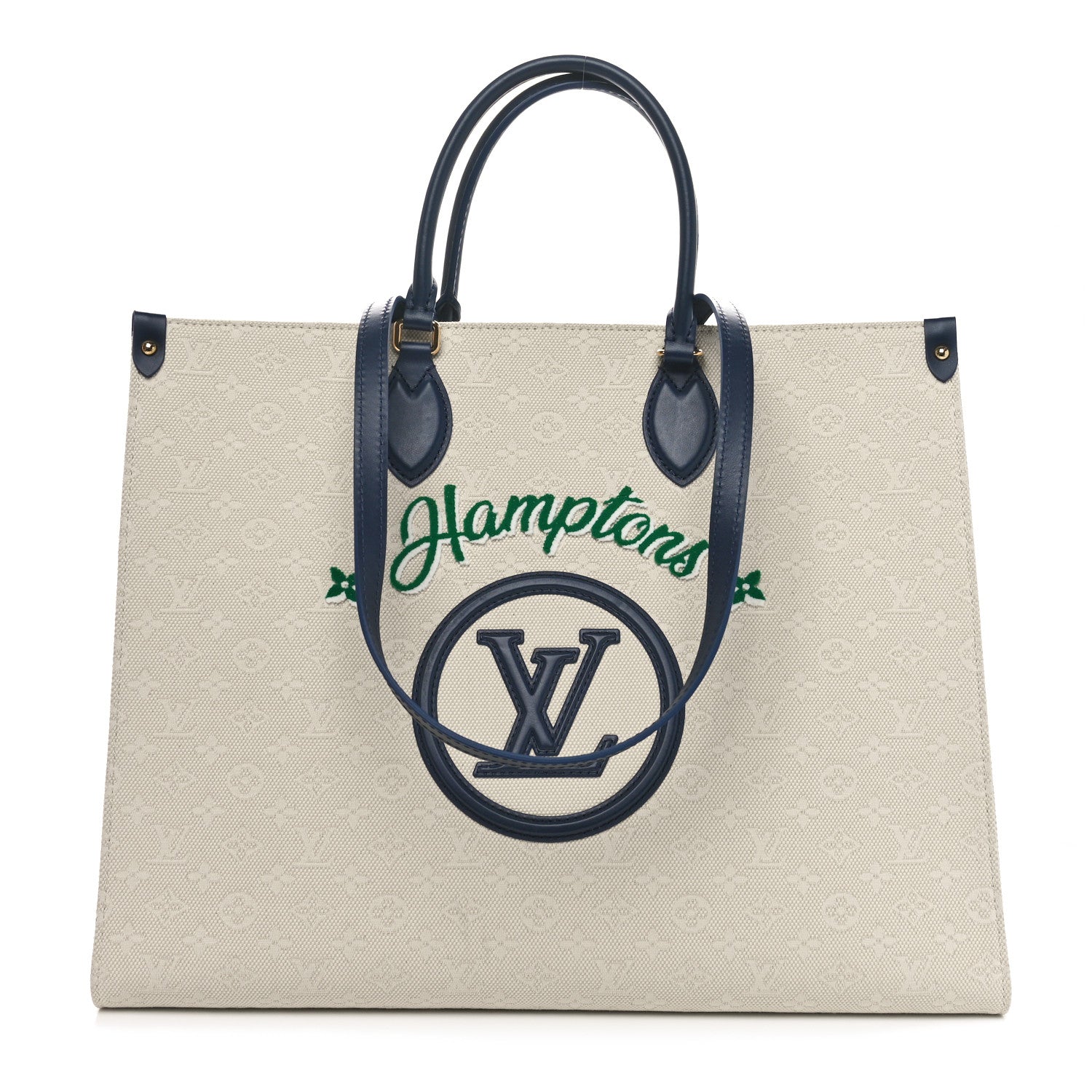 Louis Vuitton Jacquard Embroidered Tufted Monogram Hamptons Onthego GM Black 1 of 9