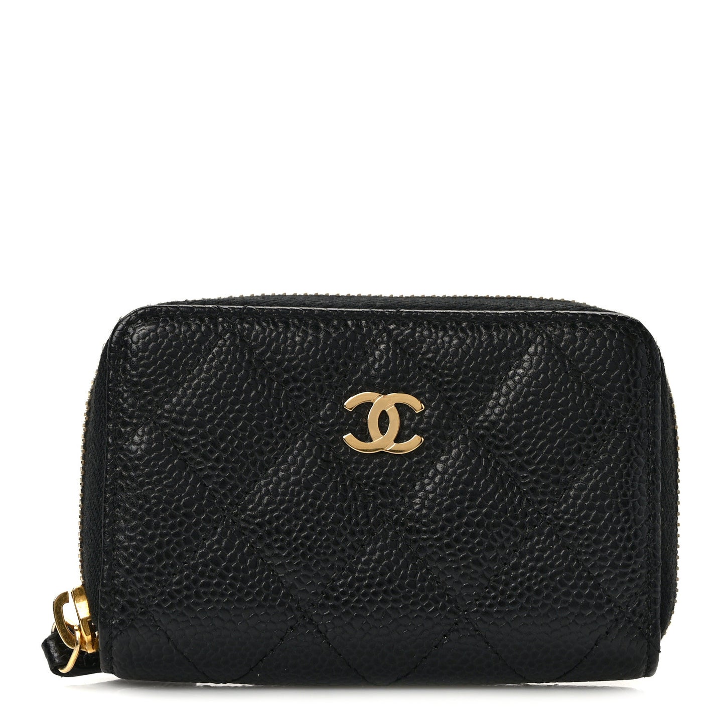 Caviar Quilted Classic Zipped Coin Purse Black