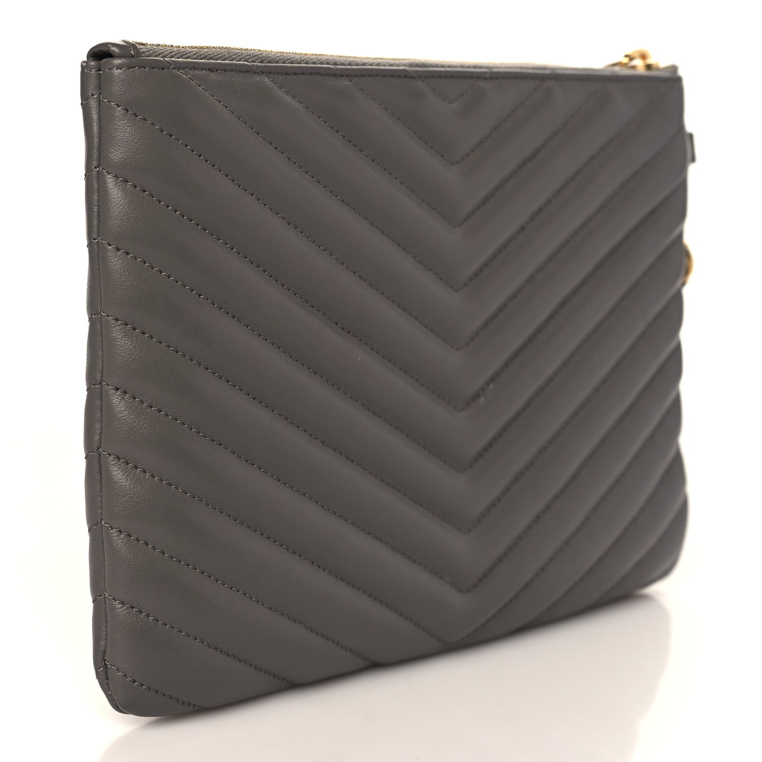 Saint Laurent Calfskin Matelasse Monogram Cassandre Tablet Pouch Fog 3 of 6