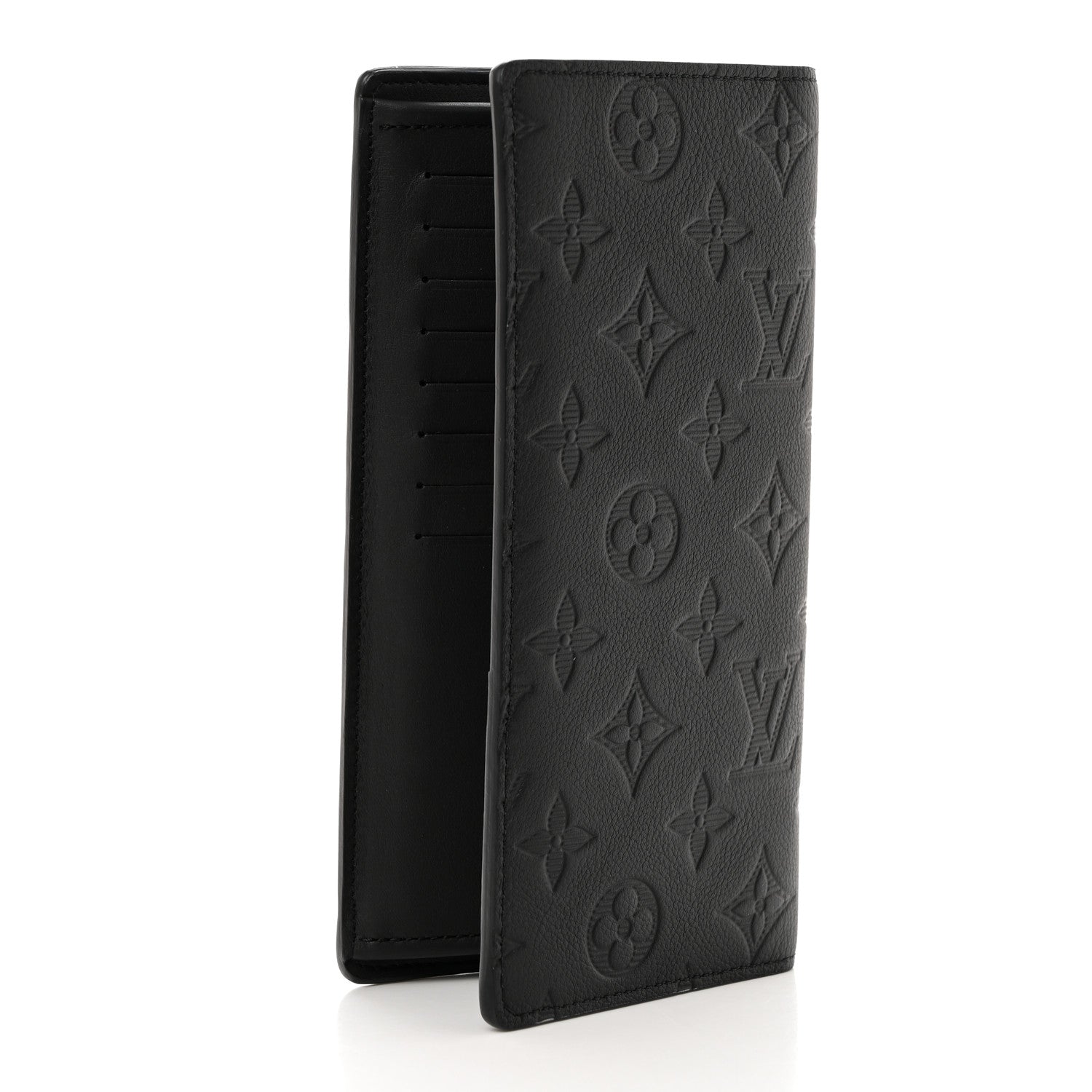 Louis Vuitton Calfskin Monogram Shadow Brazza Wallet Black 3 of 7