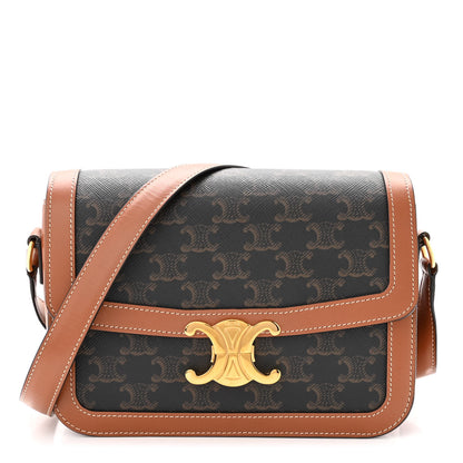 Celine Triomphe Canvas Calfskin Medium Triomphe Bag Tan 1 of 10