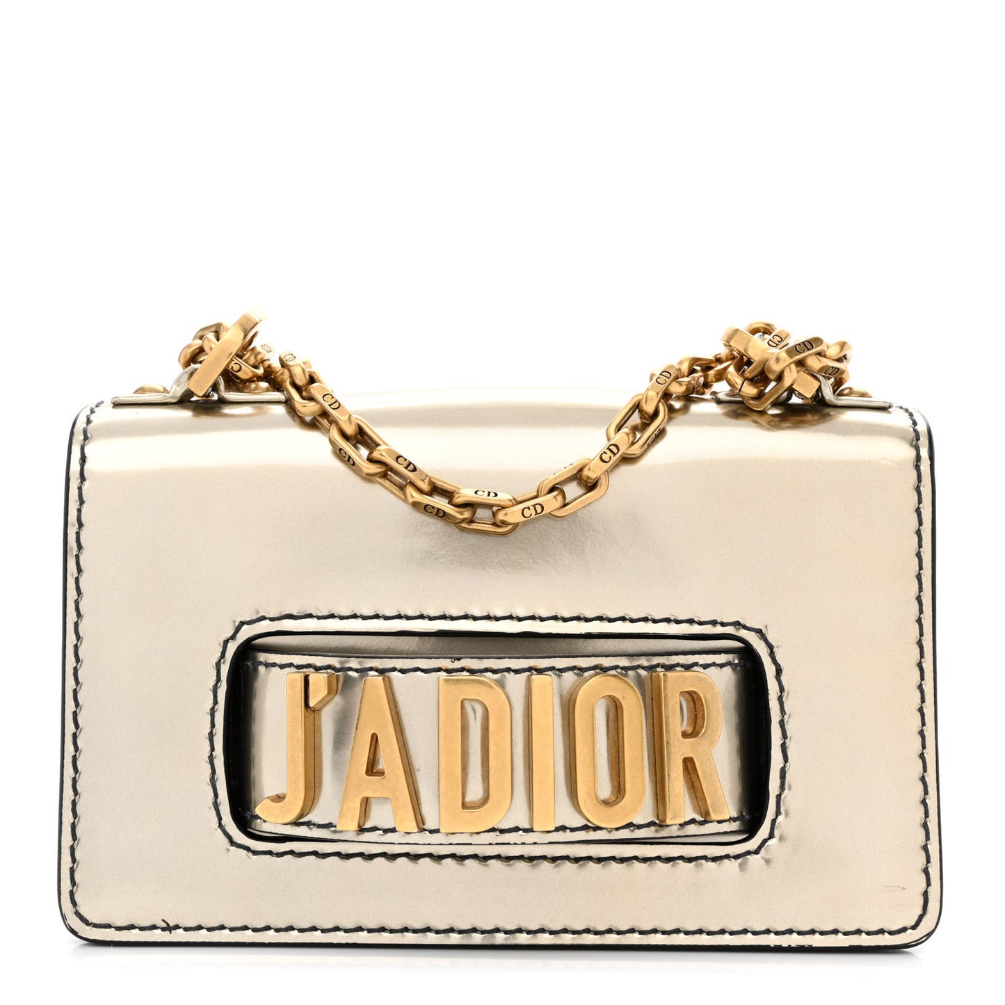 Metallic Calfskin J'Adior Mini Chain Flap Bag Gold