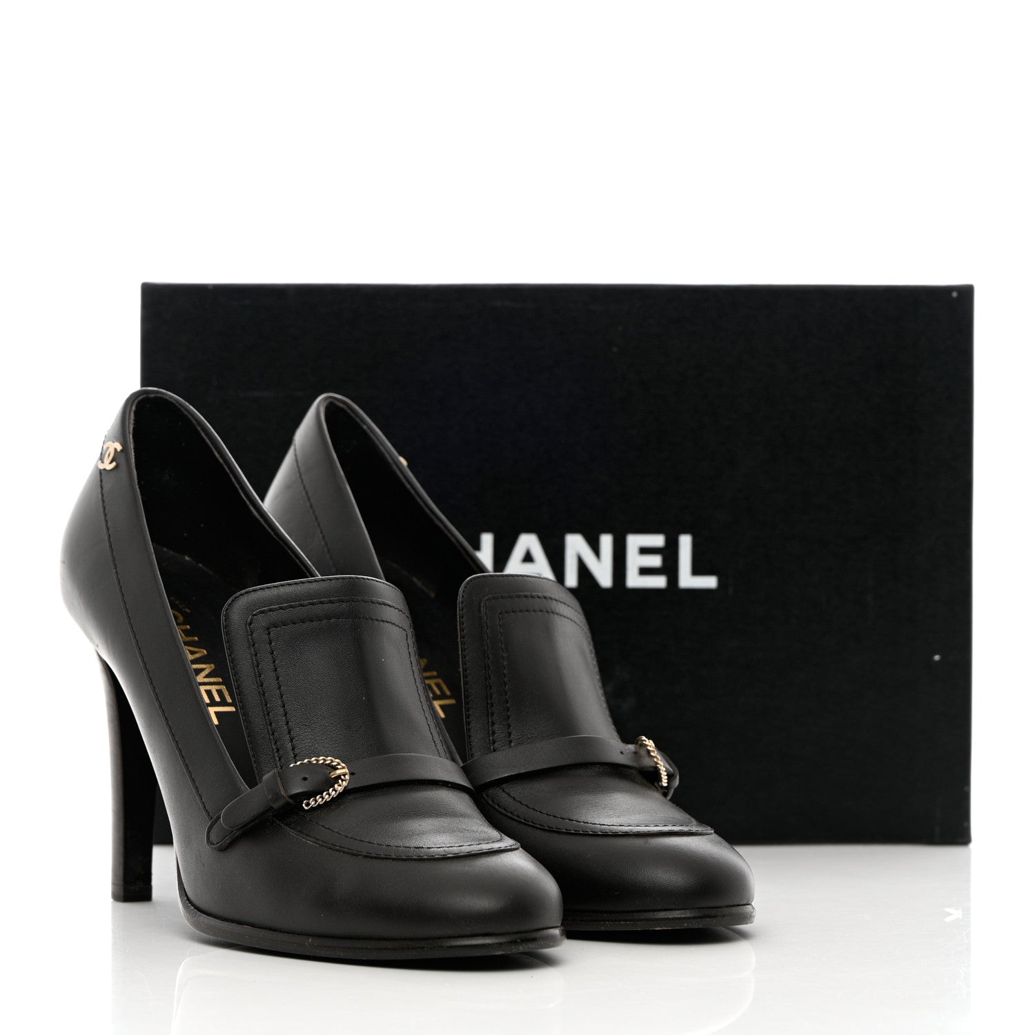 Chanel Calfskin Buckle Pumps 39.5 Brown 12 of 12