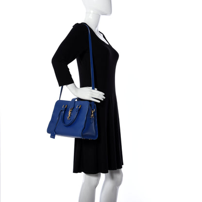 Saint Laurent Smooth Calfskin Small Monogram Cabas Blue Majorelle 3 of 30