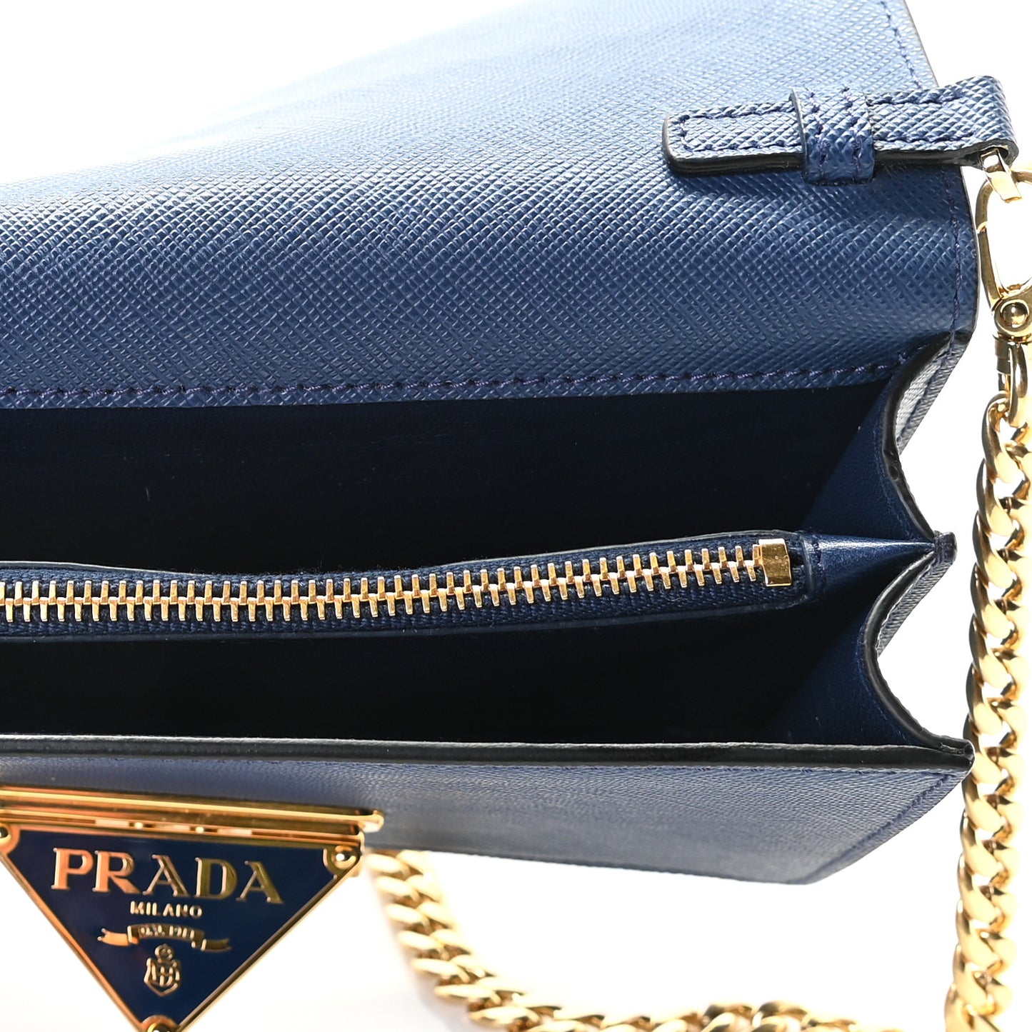 Saffiano Chain Crossbody Bag Bluette