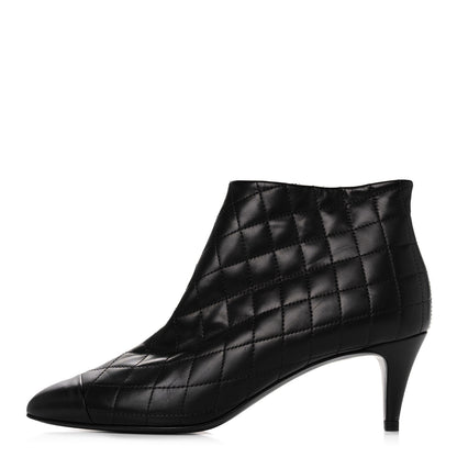 Chanel Calfskin Quilted Cap Toe Short Boots 37.5 Black 1 of 8