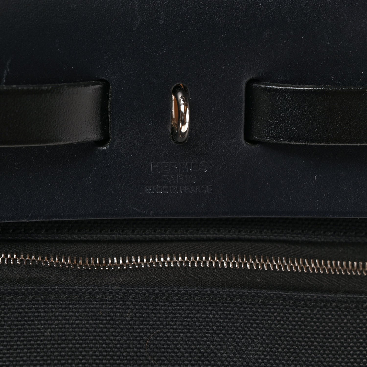 Hermes Military Toile Vache Hunter Herbag Zip Retourne 31 PM Black Bleu Indigo 7 of 11