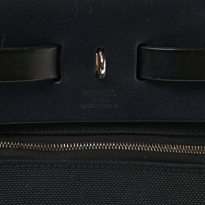 Hermes Military Toile Vache Hunter Herbag Zip Retourne 31 PM Black Bleu Indigo 7 of 11