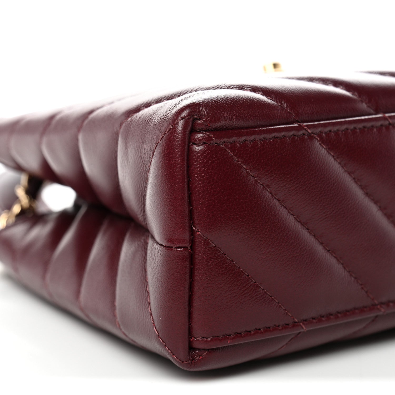 Chanel Shiny Lambskin Chevron Quilted Nano Kelly Shopper Dark