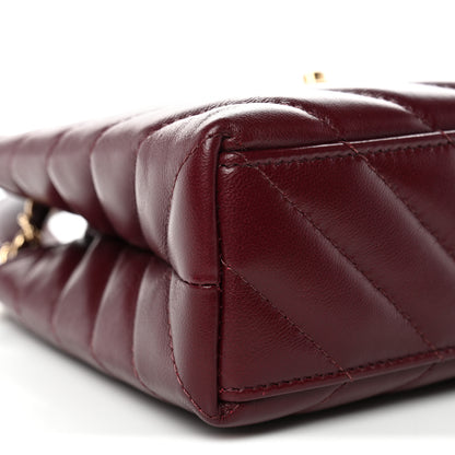 Chanel Shiny Lambskin Chevron Quilted Nano Kelly Shopper Dark Burgundy 9 of 11
