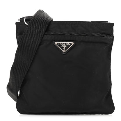 Prada Tessuto Nylon Saffiano Flat Messenger Bag Black 1 of 8