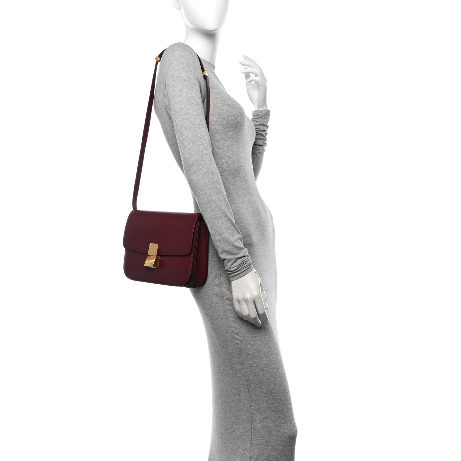 Celine Box Calfskin Medium Classic Box Flap Bag Burgundy 2 of 13