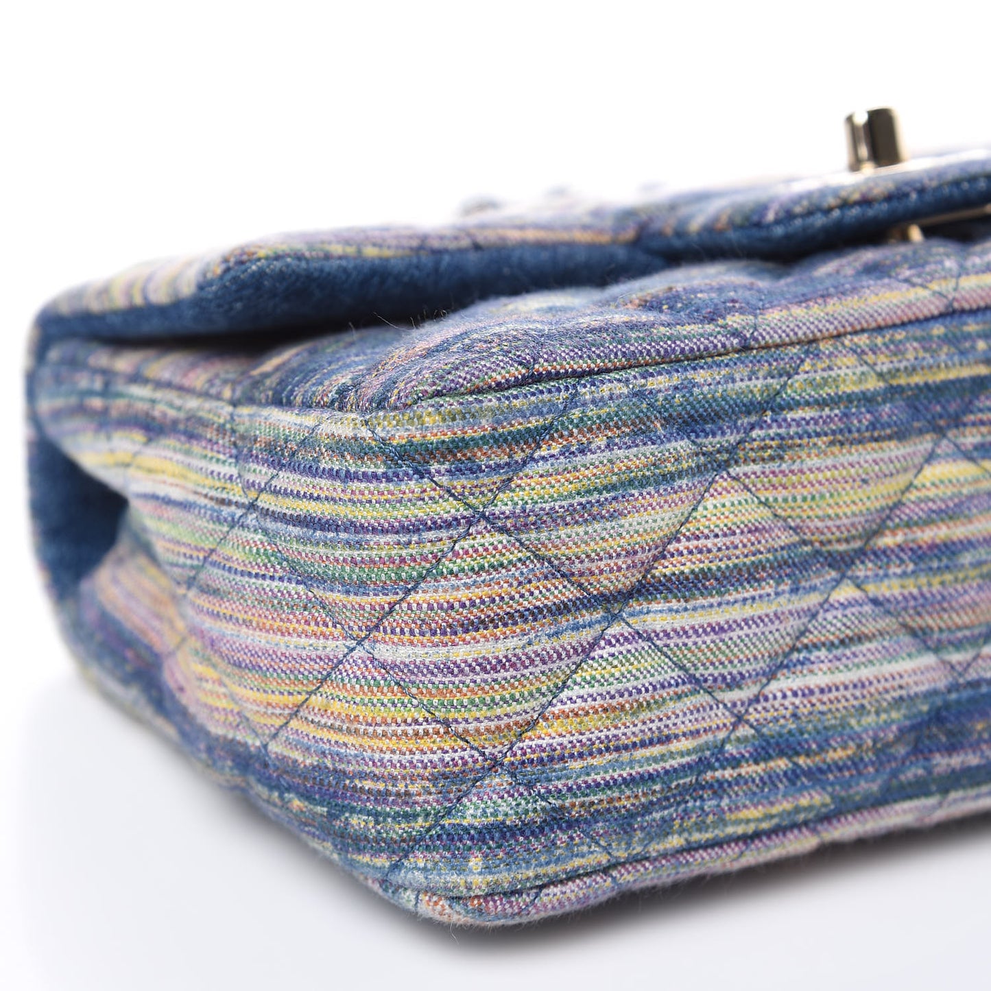 Denim Mini Rectangular Flap Bag Navy Yellow Purple Green