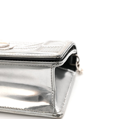 Christian Dior Metallic Patent Micro-Cannage Baby Diorama Flap Bag Silver 13 of 15