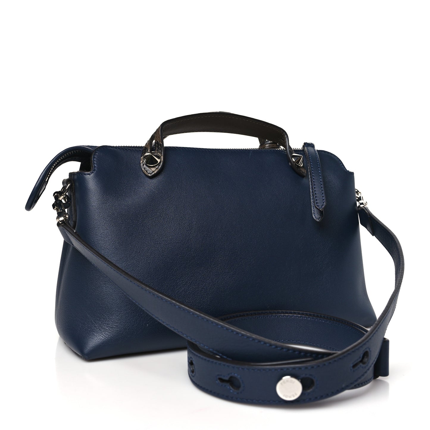Vitello Dolce Bi-Color FF 1974 Embossed Medium By The Way Boston Bag Black Maya