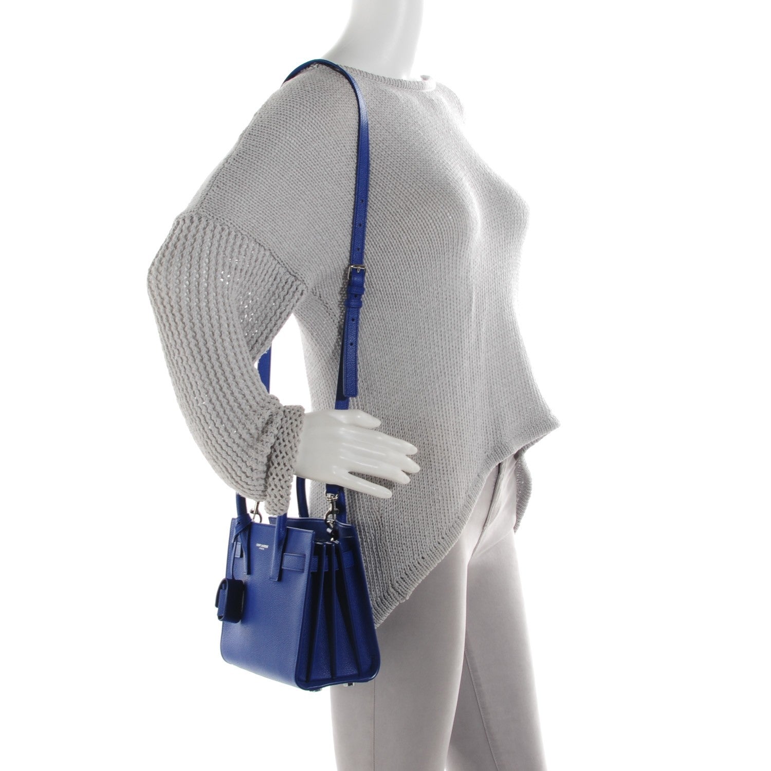 Saint Laurent Grained Calfskin Nano Sac De Jour Royal Blue 2 of 7