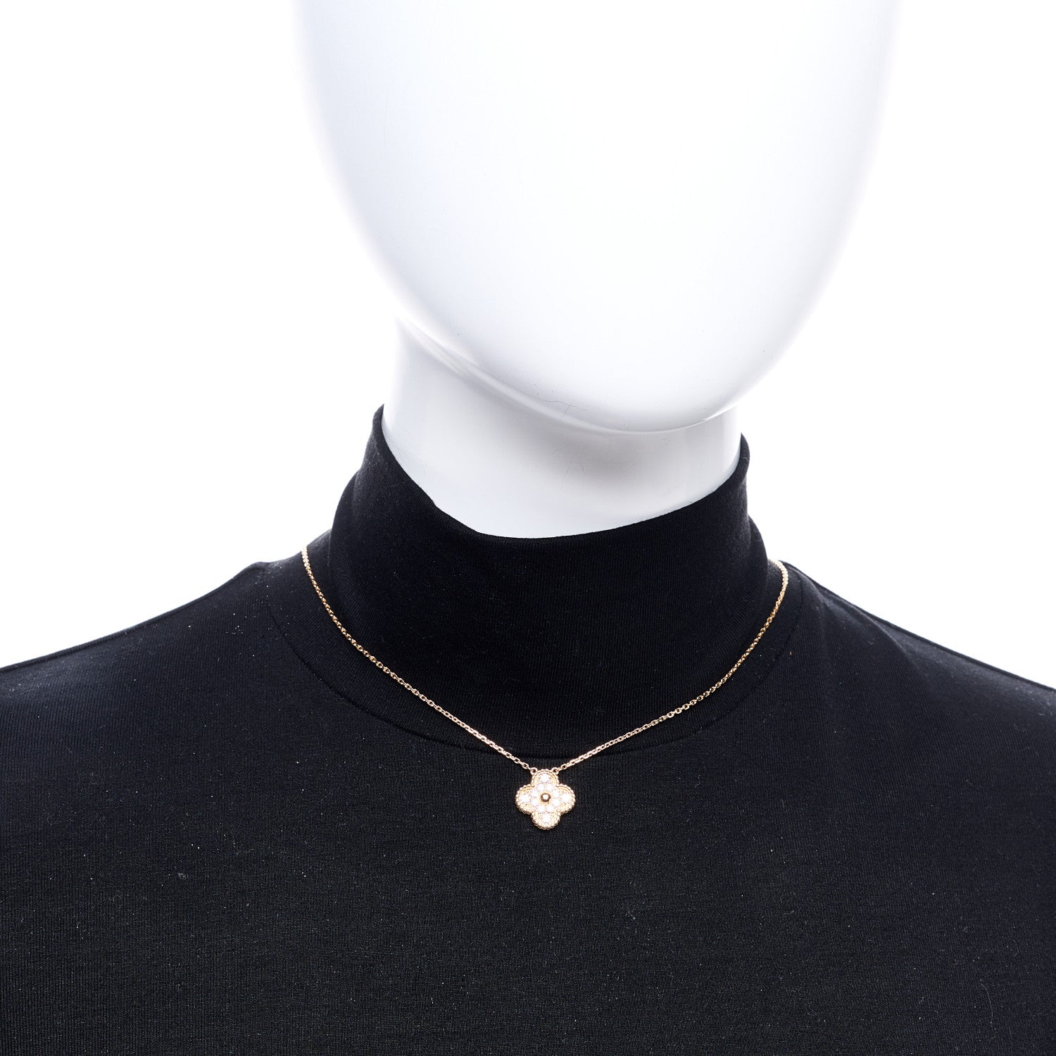 Van Cleef & Arpels 18K Rose Gold Diamond Vintage Alhambra Pendant Necklace 2 of 6