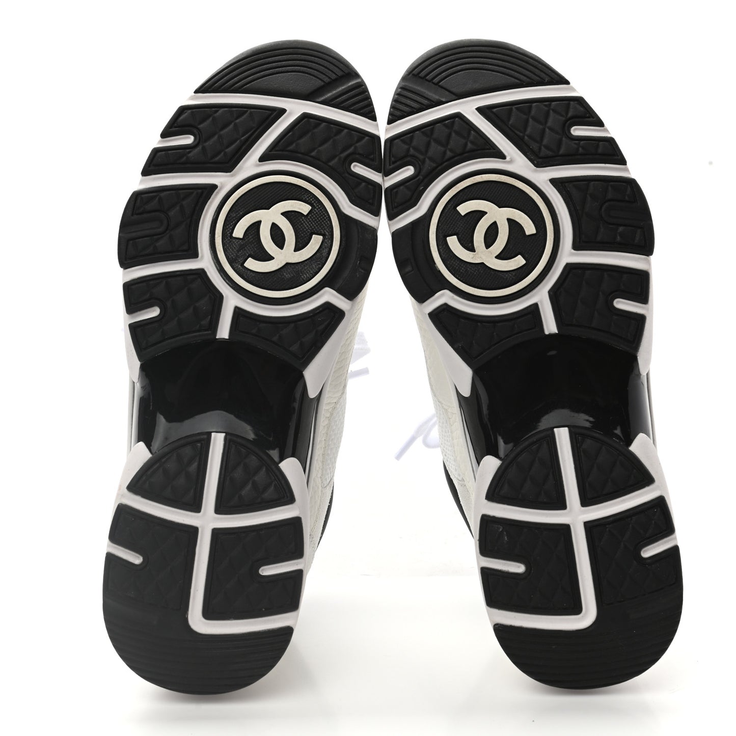 Mesh Suede Calfskin Grained Calfskin Womens CC Sneakers 37.5 White Black