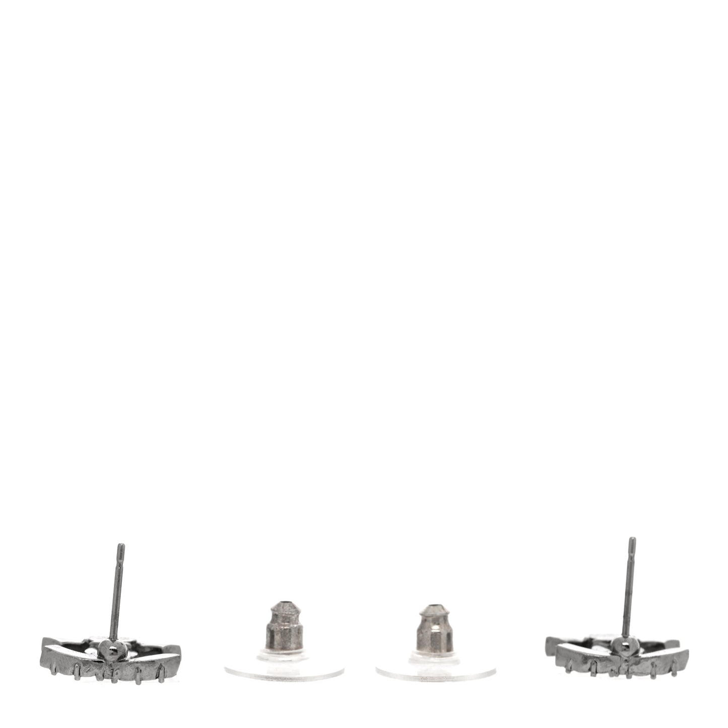 Ruthenium Crystal Studded CC Earrings