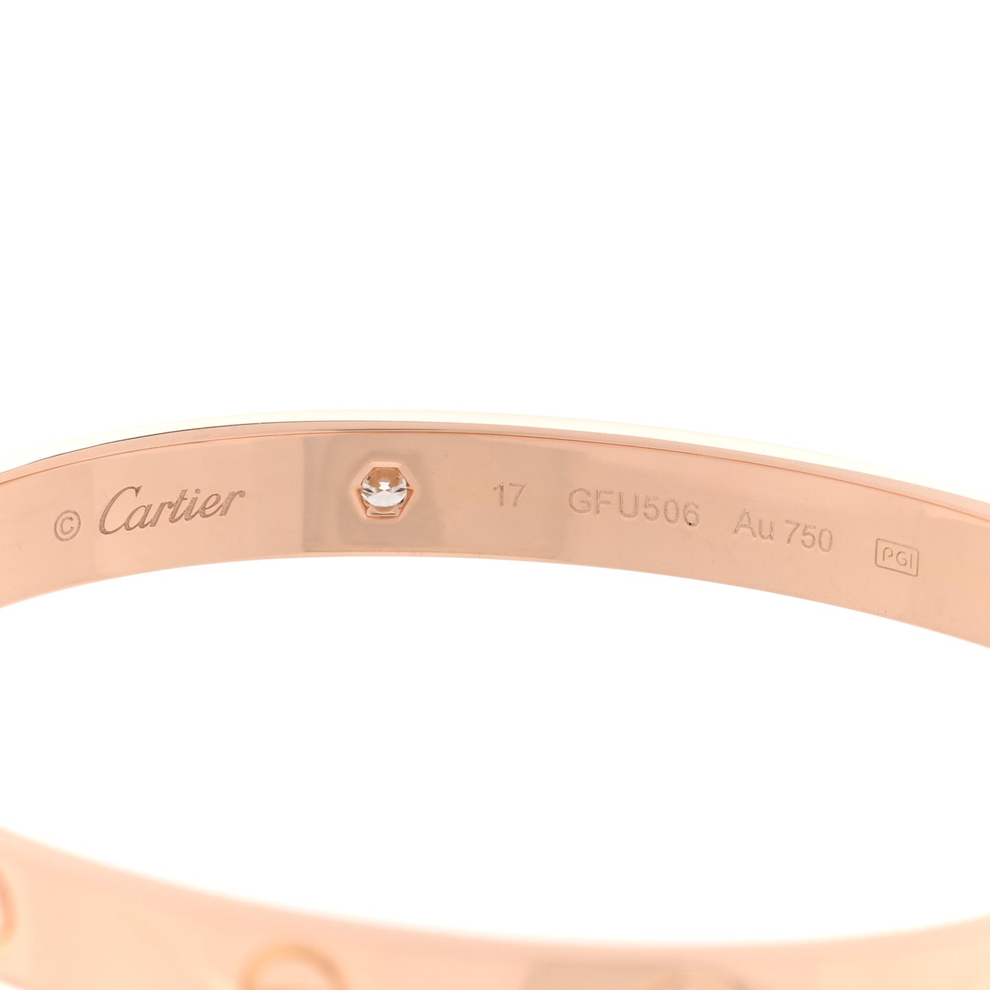 18K Pink Gold 4 Diamond LOVE Bracelet 17